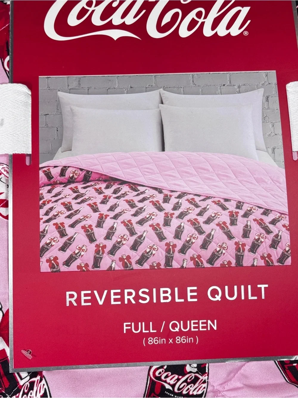 NEW Coca-Cola Pink Queen/Full Reversible Quilt